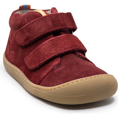 Barefoot kotníková zateplená obuv plus fleece velour bordeaux