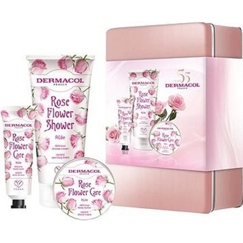 Dermacol Flower Care Rose telové maslo 75 ml + krém na ruky 30 ml + sprchový krém 200 ml darčeková sada