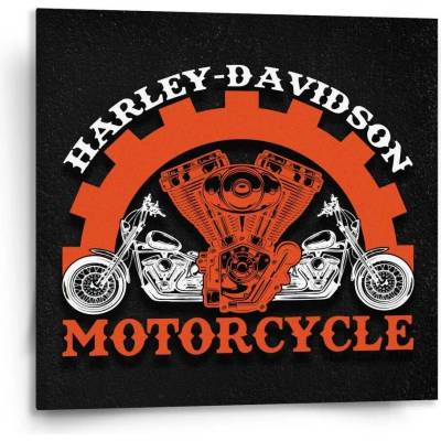 Sablio Obraz Harley-Davidson motor Černé pozadí - 110x110 cm