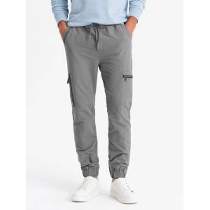 Ombre Clothing Мъжки панталони джогинг с джобове и щампа сиво Омбре Облекло Ombre Clothing | Siv | МЪЖЕ | 30/32
