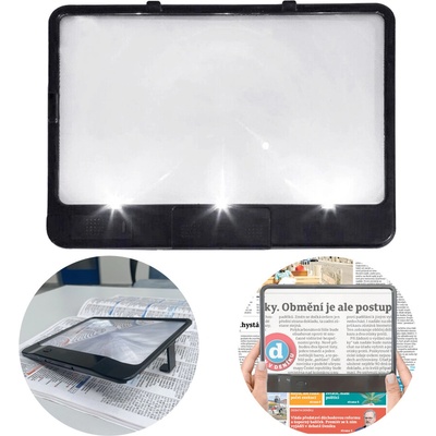 HomeLife Čtecí lupa s LED světelem PAGE BRIGHT 18 x 14 cm 3x – Zbozi.Blesk.cz