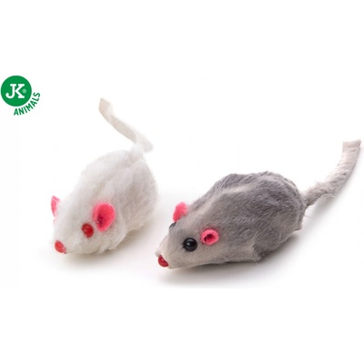 JK ANIMALS Malé myšky 12 ks chlpatá hračka pre mačky z pravej králičej kožušiny 4,5 cm