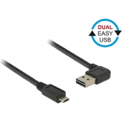 Delock 85164 EASY-USB 2.0 Typ-A samec pravoúhlý levý / pravý > EASY-USB 2.0 Typ Micro-B samec, 0,5m, černý