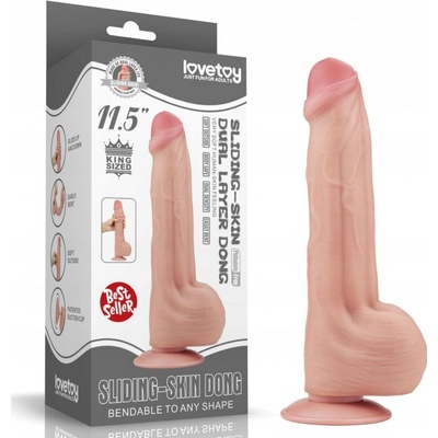 LoveToy King Sized Sliding Skin Dual Layer Dong 11.5" Flesh