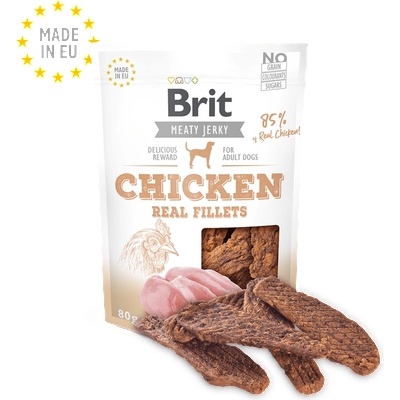 Brit Jerky Snack - Chicken Fillets - лакомство за кучета филенца пилешко 80гр