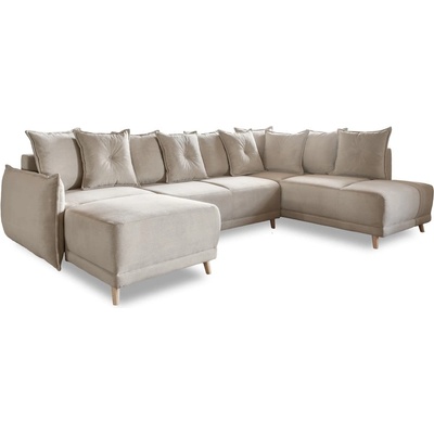 Miuform Бежов ъглов диван от велур (десен ъгъл/U-образна форма) Lazy Lukka - Miuform (1838ON02)