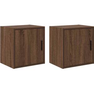vidaXL гараж стена шкафове, 2 бр, kафяв дъб, инженерно дърво (860638)