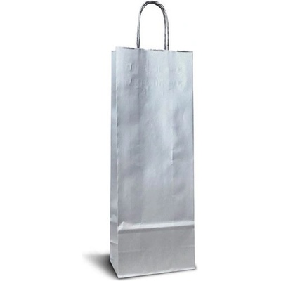 Papírová taška stříbrná14x8x39 mm, kroucená šňůra