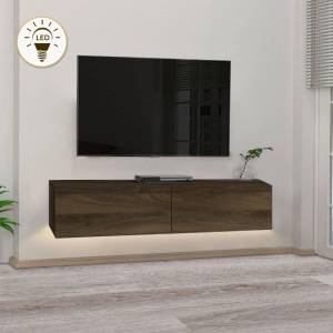 TopMebel Aristo TopMebel меламинов стенен шкаф за телевизор с LED осветление в цвят орех 135x31.6x25cm