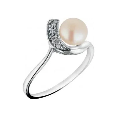 Swan Сребърен пръстен със сладководна бяла перла и цирконий CAA020W Swan