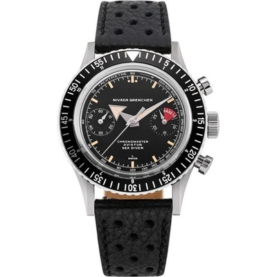 Nivada Grenchen Chronomaster Broad Arrow Inter. Bezel Manual Black Racing Strap