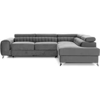 Eltap Сив кадифен разтегателен ъглов диван с място за съхранение (десен ъгъл L форма) Laurence - ELTAP (Lau_25)