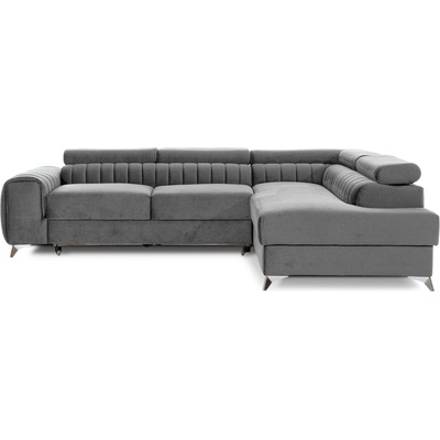 Eltap Сив кадифен разтегателен ъглов диван с място за съхранение (десен ъгъл L форма) Laurence - ELTAP (Lau_25)