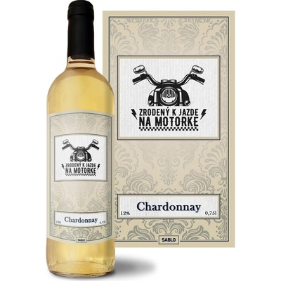 Sablio Zrodený k jazde na motorke Chardonnay biele suché víno 12 % 0,75 l (čistá fľaša)