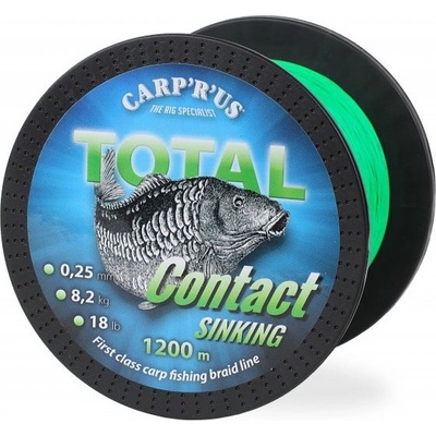 Kmeňová Šnúra Carp'R'Us Total Contact Sinking Green 1200m 0,25mm 8,2kg