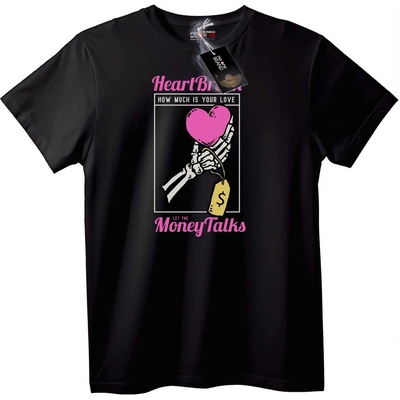 NOONEBRAND Тениска HeartBreak Парите Говорят - M, Black