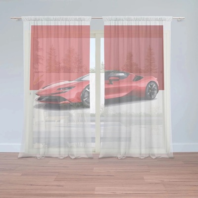 Sablio Záclony Ferrari na červeno-bielej: 2ks 150x250cm