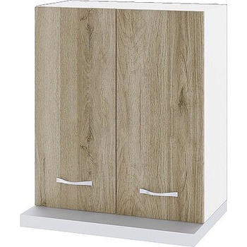 ИРИМ Горен шкаф с две врати за вграден аспиратор Сити БДА-13 бяло гладко / дъб сонома арвен 60 см