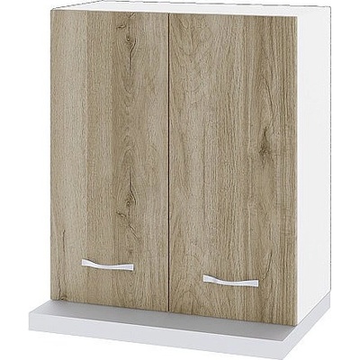 ИРИМ Горен шкаф с две врати за вграден аспиратор Сити БДА-13 бяло гладко / дъб сонома арвен 60 см