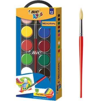 Image 1 of Акварелни Бои bic 12 цвята + четка