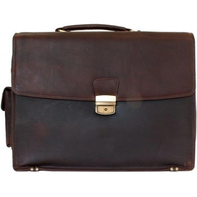 Velká kožená pánská taška z pevné kůže FLW tmavě hnědá – Sleviste.cz