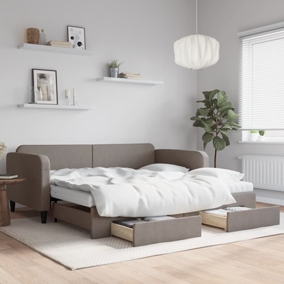 vidaXL Válenda s přistýlkou a zásuvkami taupe textil