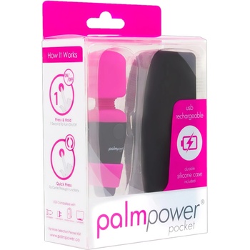 PalmPower Pocket Wand - мини масажор вибратор (розово-черен)