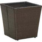 vidaXL Маса за чай кафява 41, 5x41, 5x43 см полиратан и закалено стъкло (310558)