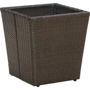vidaXL Маса за чай кафява 41, 5x41, 5x43 см полиратан и закалено стъкло (310558)