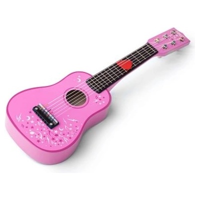 Bigjigs Toys Bijgjigs - Детска дървена китара в розов цвят (T0057)