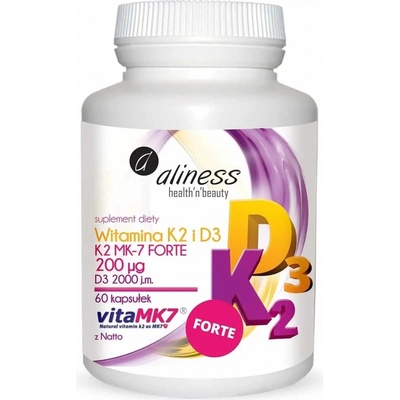 Aliness Vitamín K2 Forte MK-7 200 µg s Natto D3 60 kapsúl