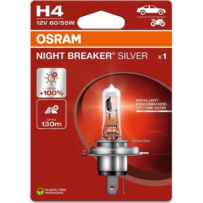 OSRAM žárovka H4 12V 60/55W P43t NIGHT BREAKER® SILVER (+100%) blister