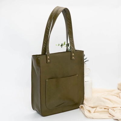 Ammyla kožená kabelka Vera style dark olive Crossbody s popruhom