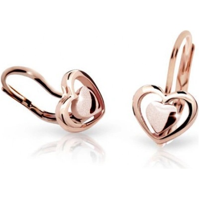 Cutie zlaté náušnice srdcia C1604 rose gold CUC1604-55-X-X-4+4