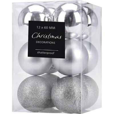 HOME STYLING COLLECTION Vánoční ozdoby koule stříbrné průměr 6 cm 12 ks