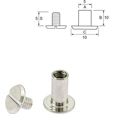 Nýt šroubovací 10 mm, Ø 5 mm nikl Počet: 10 ks – Zboží Dáma