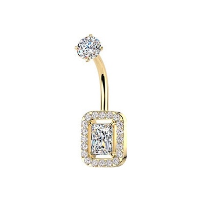 Šperky4U Zlacený ocelový piercing do pupíku BS1079-GD