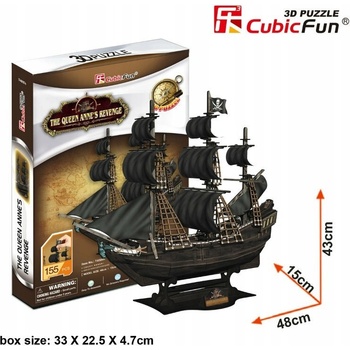 CubicFun 3D puzzle Pirátská loď Queen Anne´s Revenge 155 ks
