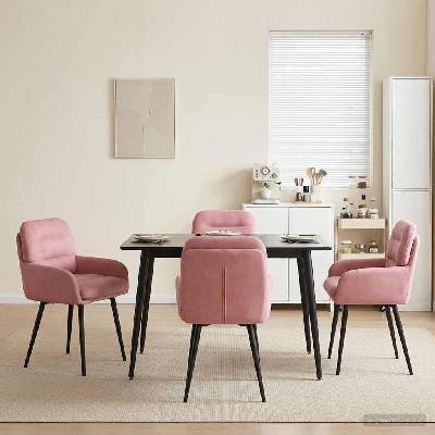 vidaXL Обедени столове 4 pcs Кадифе Розово 59 x 59, 5 x 90 см (3428240)