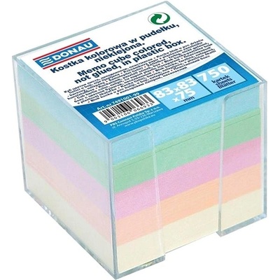 DONAU Bloček kocka nelepená 83x83x75mm pastelové farby číra škatuľka