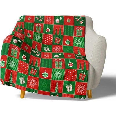 TipTrade Vánoční deka mikroplyš Vánoční patchwork 150x200