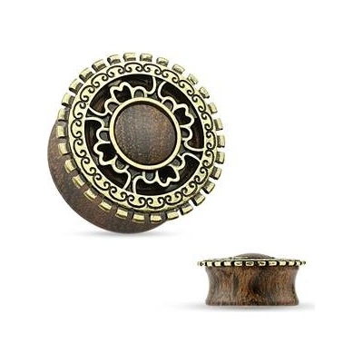 Šperky4U dřevěný plug do ucha s ornamenty PL01194-08