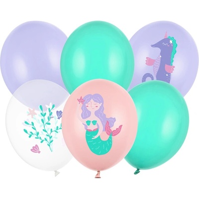 PartyDeco balónky pastelové s motivem mořského světa