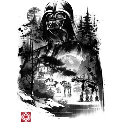 Plagát, Obraz - Dark Lord in the snow planet sumi-e, 26.7 × 40 cm