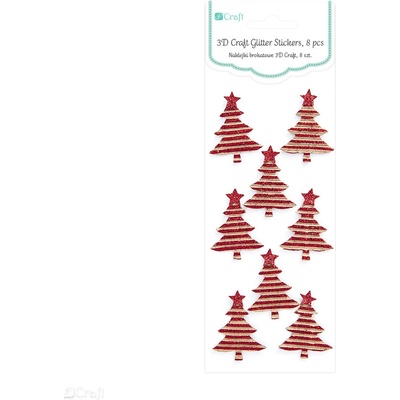 DP Craft Samolepky vánoční 3D - TREES, 8 Ks RED