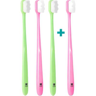 Nanosmile Ultrajemný zubní kartáček Green&Pink 4 ks