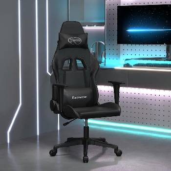 vidaXL Гейминг стол, черен, изкуствена кожа (3143695)