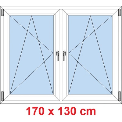 Soft Dvoukřídlé plastové okno 170x130 cm OS+OS se sloupkem Bílá