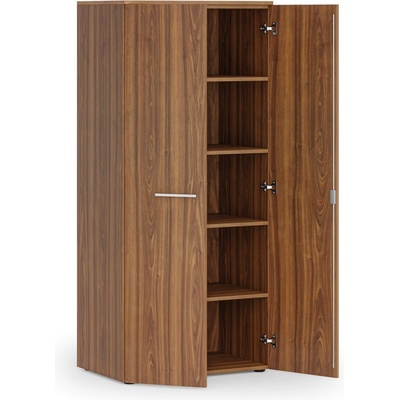 Primo Kancelárska policová skriňa WOOD s dverami, 800 x 500 x 1781 mm, orech