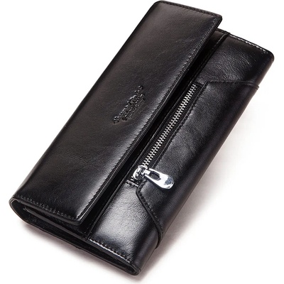 Delis Дамски портфейл Delis, Basilia PT1212, естествена кожа, черен (PT1212)